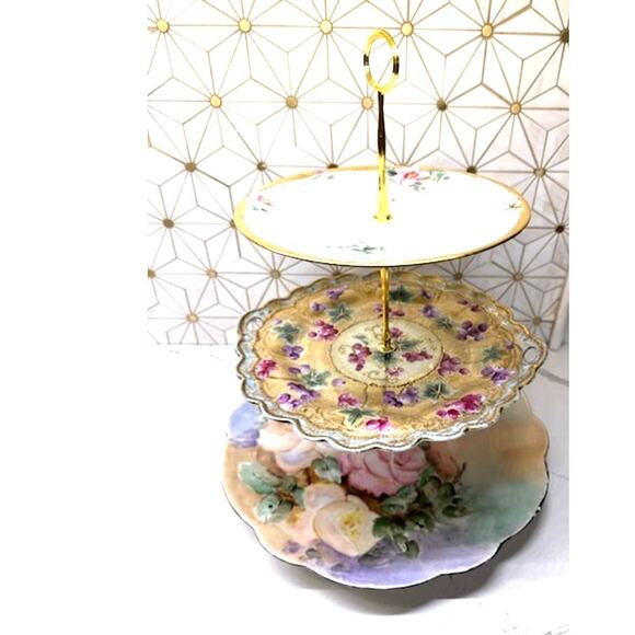 Three-Tier Dessert StandVintage China‎Wedding or Bridal Shower Décor